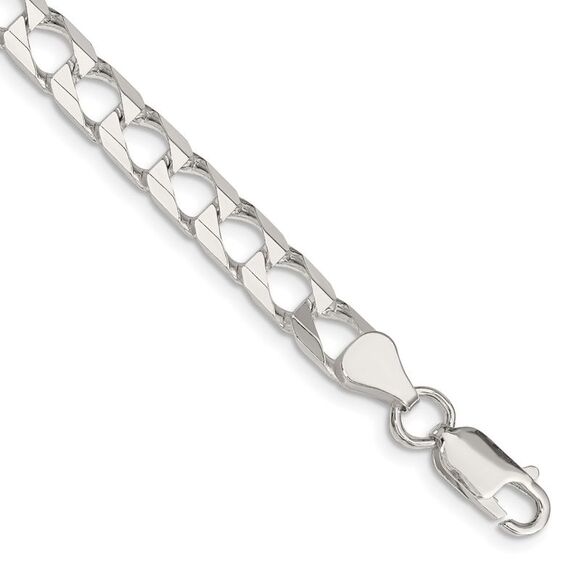 Kazi Luxury Sterling Silver 6.25mm Flat Open Curb Chain